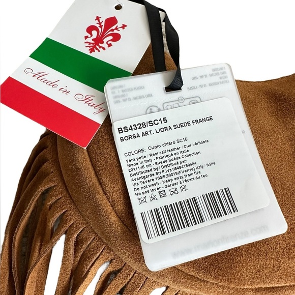 Marlon Italy Tan Fringe Shoulder Bag Crossbody - Picture 5 of 9